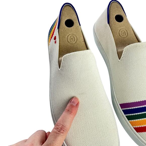 Rothy’s Women’s Pride SF Slip On White Sneaker Rainbow Size 10.5 LGBTQ Washable - Picture 8 of 16